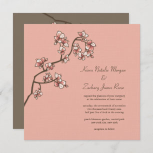 Peach Blossoms Sakura Mariage chinois Invitation