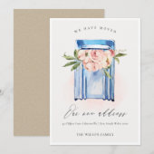 Peach Blue Floral Mailbox We hebben Kaart verplaat (Voorkant / Achterkant)