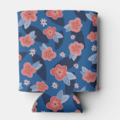 Peach & Blue Floral patroon Blikjeskoeler (Achterkant)
