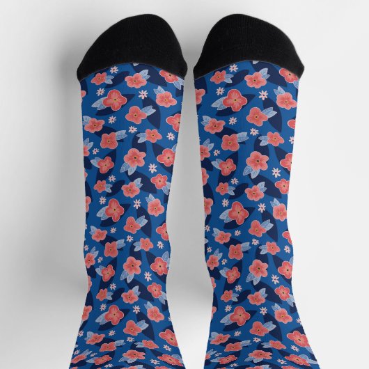 Peach & Blue Floral Pattern Sokken (Top)