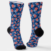 Peach & Blue Floral Pattern Sokken (Gebogen)