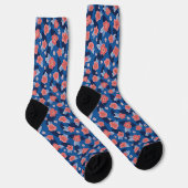 Peach & Blue Floral Pattern Sokken (Rechts)