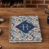 Peach Blue Floral William Morris Elegant Monogram