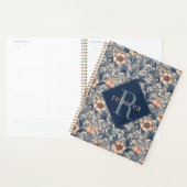 Peach Blue Floral William Morris Elegant Monogram (Devant avec enveloppe)