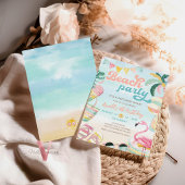Peach Blue Kids Beach Invitation de fête d'anniver