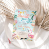 Peach Blue Kids Beach Invitation de fête d'anniver