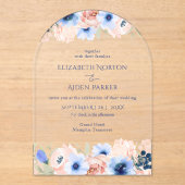 Peach Blue Wedding Collectie Acryl Uitnodigingen (Voorkant)