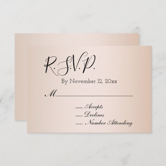 Peach Blush Cream Bruiloft RSVP Informatiekaartje (Voorkant / Achterkant)