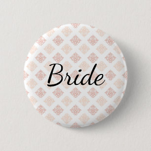 Peach Blush Damask Bride Ronde Button 5,7 Cm