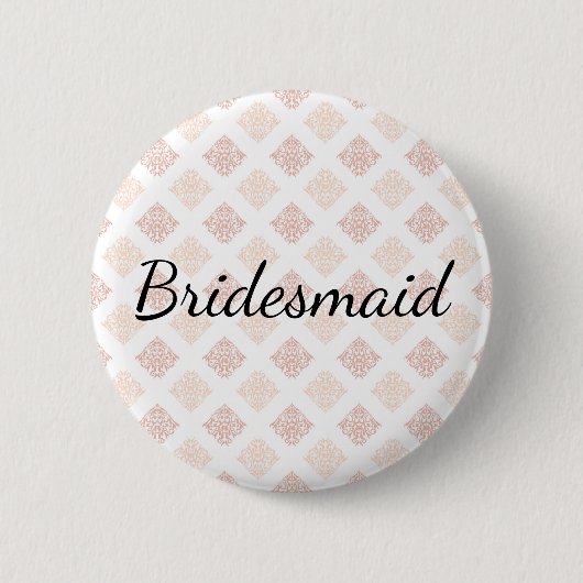 Peach Blush Damask Bridesmaid Ronde Button 5,7 Cm (Voorkant)