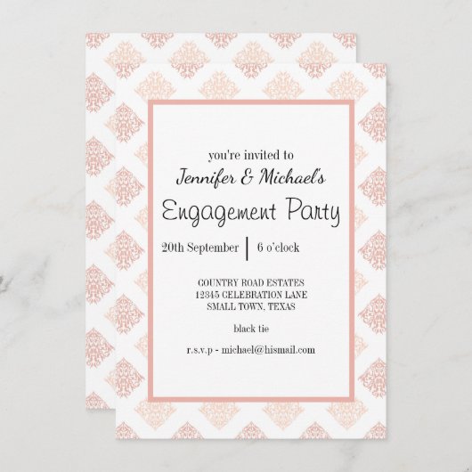 Peach Blush Damask Engagement Party (Voorkant / Achterkant)