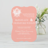 Peach Blush Damask Modern Chalkboard Invitation (Debout devant)