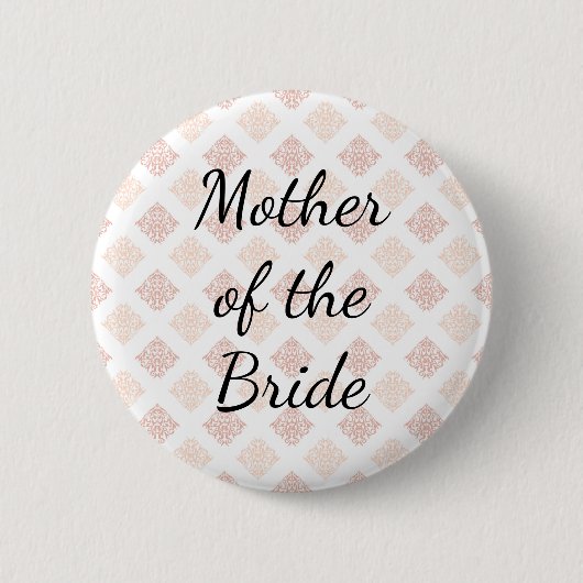 Peach Blush Damask Moeder of the Bride Ronde Button 5,7 Cm (Voorkant)