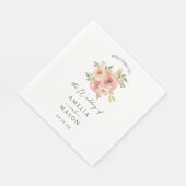 Peach Blush Floral White Wedding  Servet (Hoek)