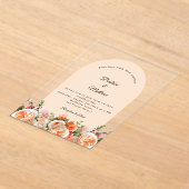 Peach blush florals arch clear wedding acryl uitnodigingen (Laagn)