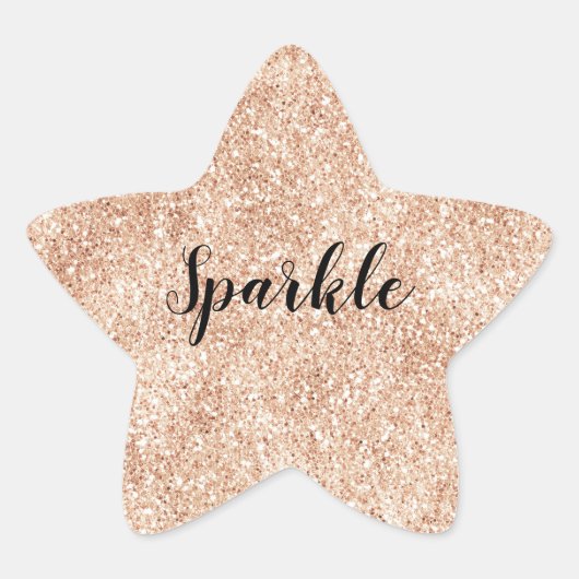 Peach Blush Gold Glitter Ster Sticker (Voorkant)