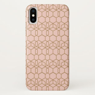 Peach Blush & Gold Modern Boho geometric Glam iPhone X Hoesje