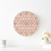 Peach Blush & Gold Modern Boho geometric Glam Grote Klok (Huis)