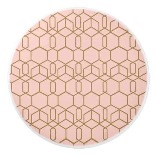 Peach Blush & Gold Modern Boho geometric Glam Keramische Knop (Voorkant)