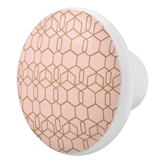 Peach Blush & Gold Modern Boho geometric Glam Keramische Knop (Rechts)