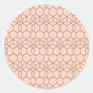 Peach Blush & Gold Modern Boho geometric Glam Ronde Sticker