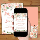 Peach Blush Ivory Baby in Bloom Shower Invitation Kaart