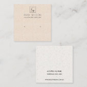 PEACH BLUSH PINK CERAMIC STUD EARRING DISPLAY LOGO VIERKANTE VISITEKAARTJE (Voorkant / Achterkant)