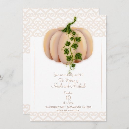 Peach Blush Pumpkin Storybook Fall Weddenschap Kaart (Voorkant / Achterkant)