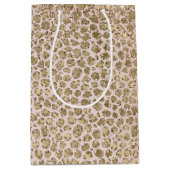 Peach Blush Roos Gold Glitter leopard Print Medium Cadeauzakje (Voorkant)