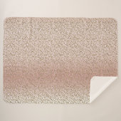 Peach Blush Roos Gold Glitter Leopard Sherpa Deken (Voorkant (horizontaal))