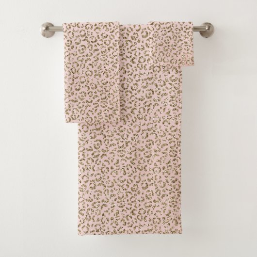 Peach Blush roze glitter Gold leopard print     Bad Handdoek (Insitu)