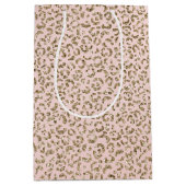 Peach Blush roze glitter Gold leopard print Medium Cadeauzakje (Voorkant)