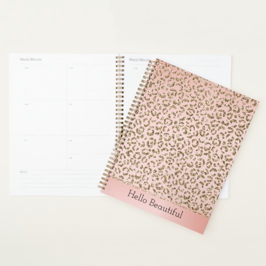 Peach Blush roze glitter Gold leopard print Planner (Display)