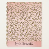 Peach Blush roze glitter Gold leopard print Planner (Voorkant)