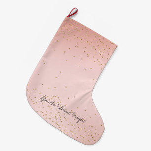 Peach Blush roze ombre Gold Glitter Confetti Grote Kerstsok