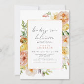 Peach & Blush Wildflower Meisje Baby Borrel Kaart (Voorkant)