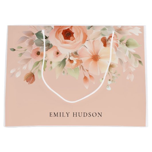 Peach Boho Floral Groot Cadeauzakje (Voorkant)