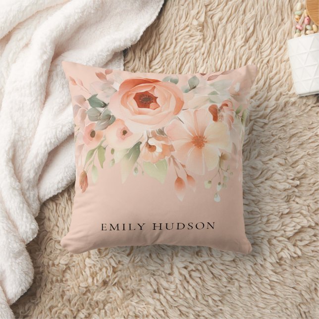Peach Boho Floral Kussen (Deken)
