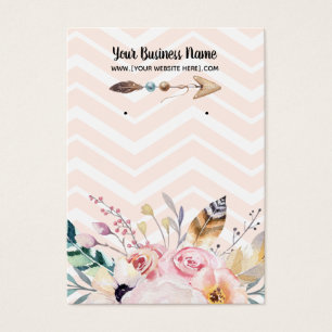 Peach boho Flowers Arrow Earning Display Cards Visitekaartje