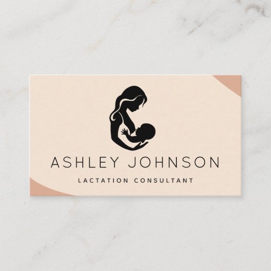 Peach Boho Lactation Consultant: moeder Silhouette Visitekaartje (Voorkant)