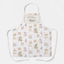 Peach Boho Purrfect Mom Cat Spring Pet Bloemen Schort