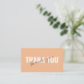 Peach Bold Script Thank You Card Discount Business Visitekaartje (Staand voorkant)