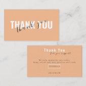 Peach Bold Script Thank You Card Discount Business Visitekaartje (Voorkant / Achterkant)