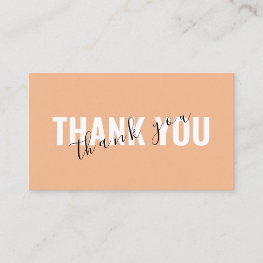 Peach Bold Script Thank You Card Discount Business Visitekaartje (Voorkant)