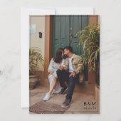 Peach Borderred Hand-Lettered Script Foto Bruiloft Kaart (Achterkant)