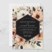 Peach Botanical Elegance Wedding Kaart (Voorkant)