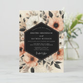 Peach Botanical Elegance Wedding Kaart (Staand voorkant)
