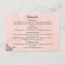 Peach Botanical Wedding Details Card Informatiekaartje