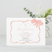 Peach Bow Christening Invitation (Debout devant)