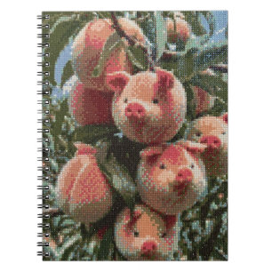 Peach Branch Piglets - Diamond Painting, blz Notitieboek